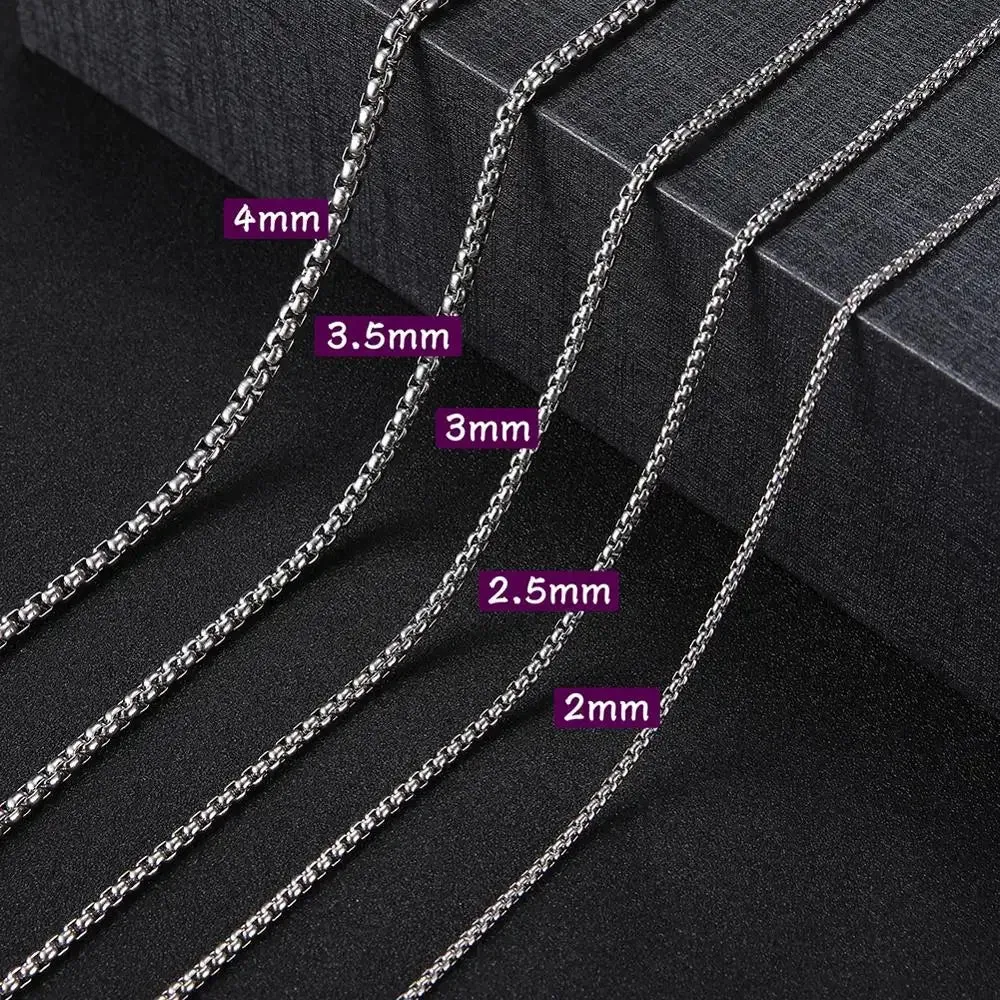 Skyrim Fashion Long Box Chain Necklace Stainless Steel Punk Jewelry Gift for Men Women