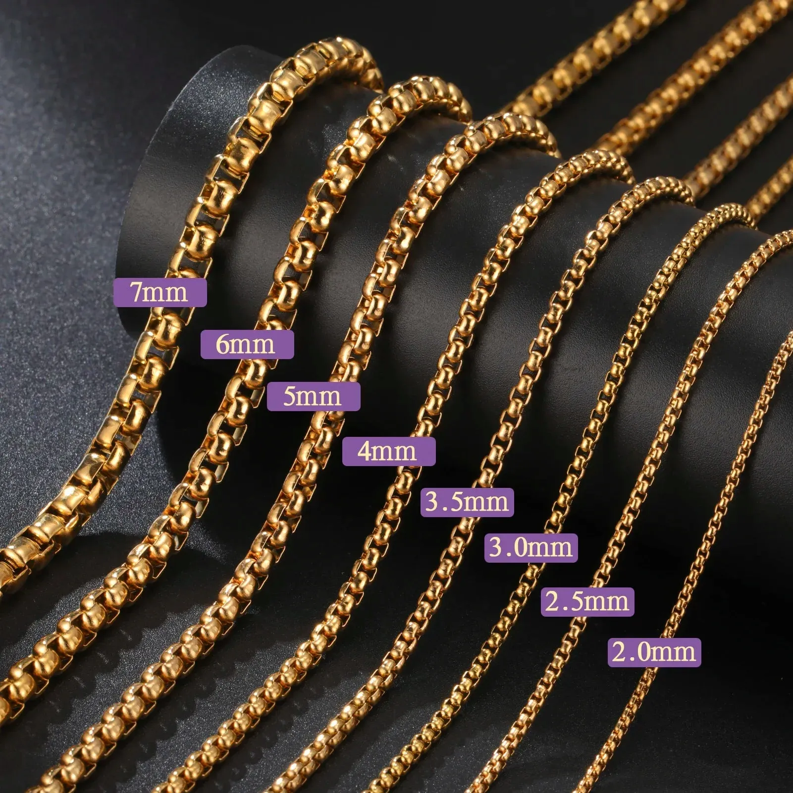 Skyrim Fashion Long Box Chain Necklace Stainless Steel Punk Jewelry Gift for Men Women