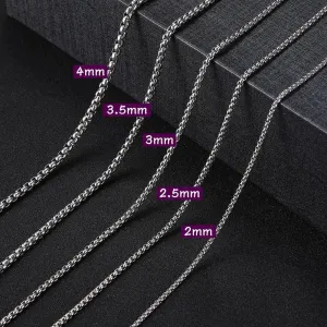 Skyrim Fashion Long Box Chain Necklace Stainless Steel Punk Jewelry Gift for Men Women