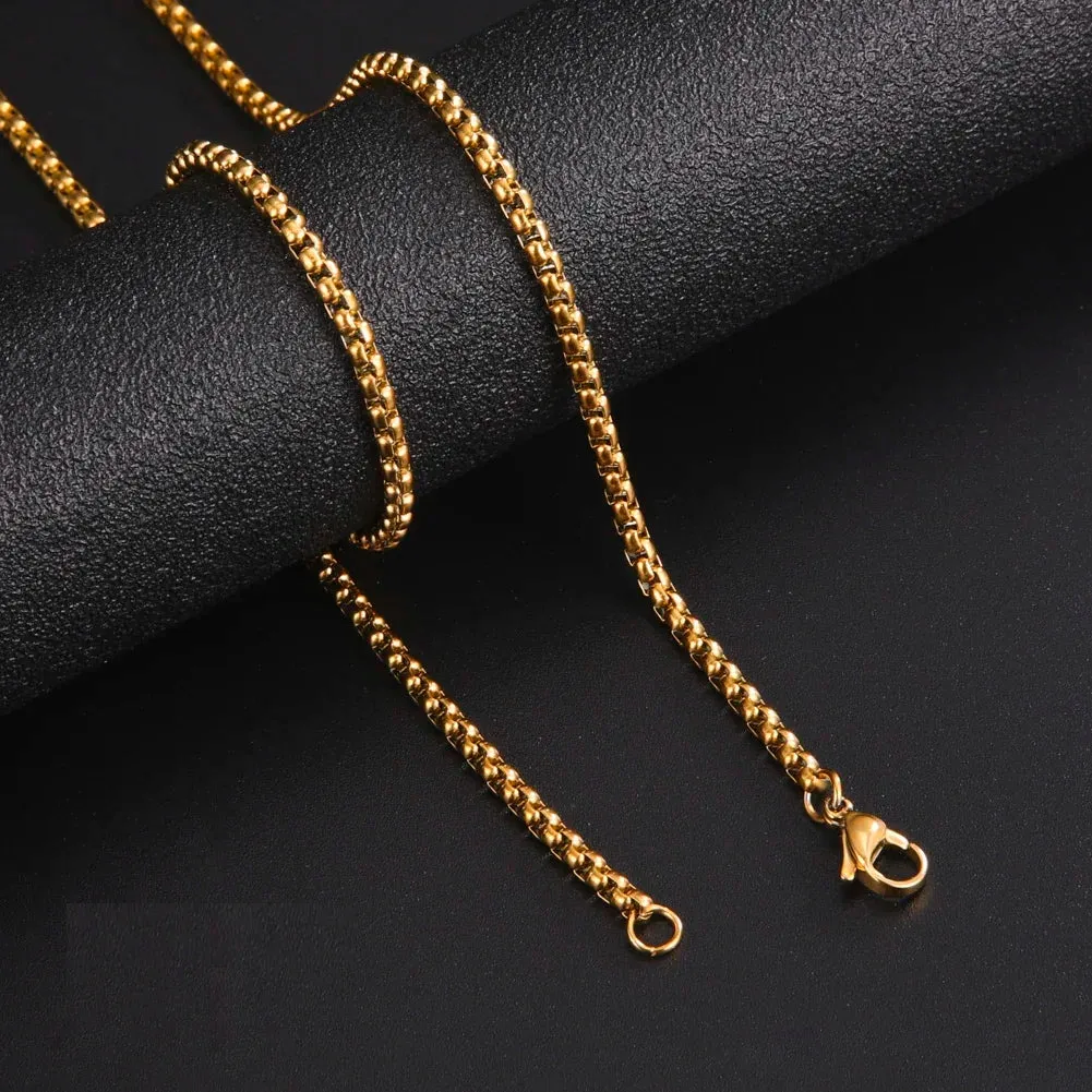 Skyrim Fashion Long Box Chain Necklace Stainless Steel Punk Jewelry Gift for Men Women