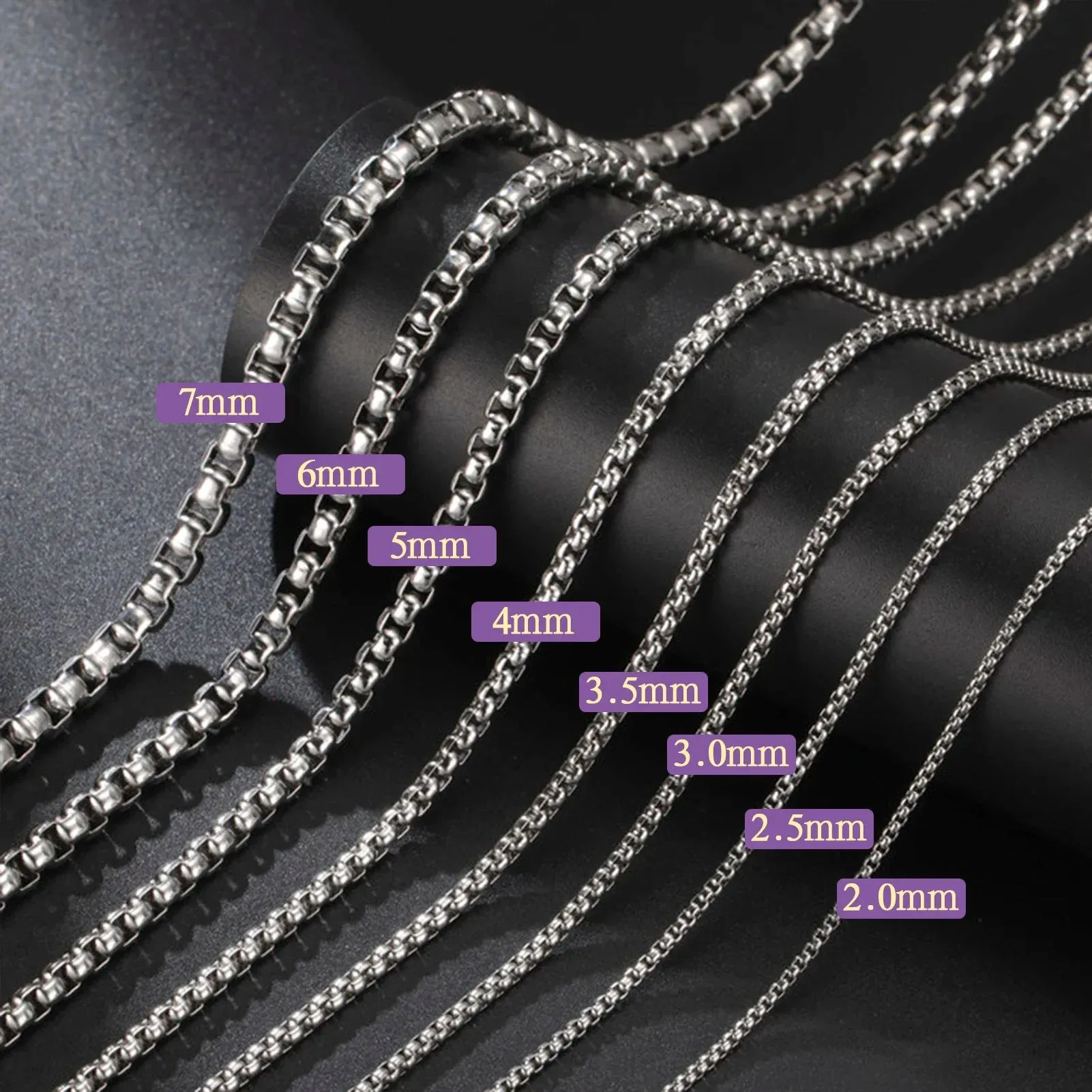 Skyrim Fashion Long Box Chain Necklace Stainless Steel Punk Jewelry Gift for Men Women