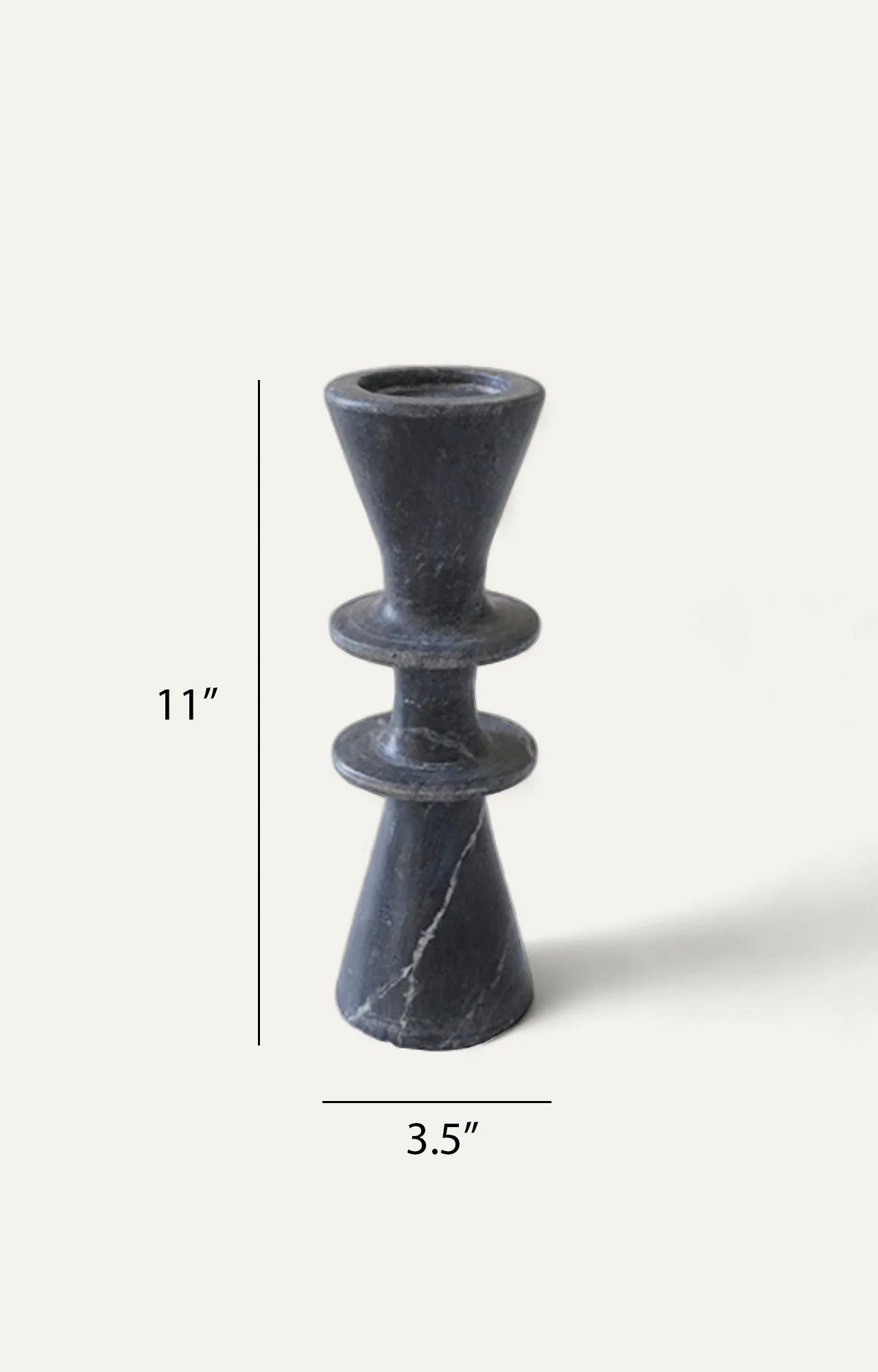 Sleek Black Marble Candle Stand - Short