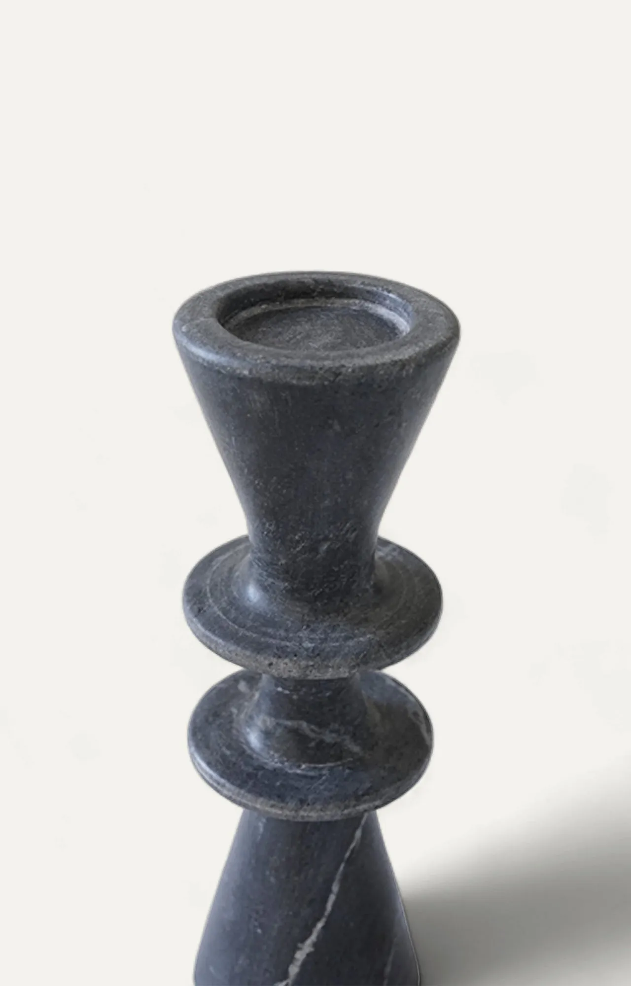 Sleek Black Marble Candle Stand - Short