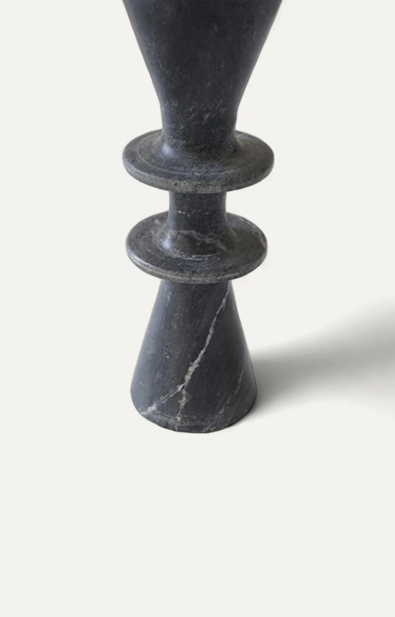 Sleek Black Marble Candle Stand - Short