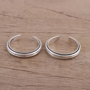 Sleek Lines Sleek Band Style Toe Rings in Sterling Silver (Pair)