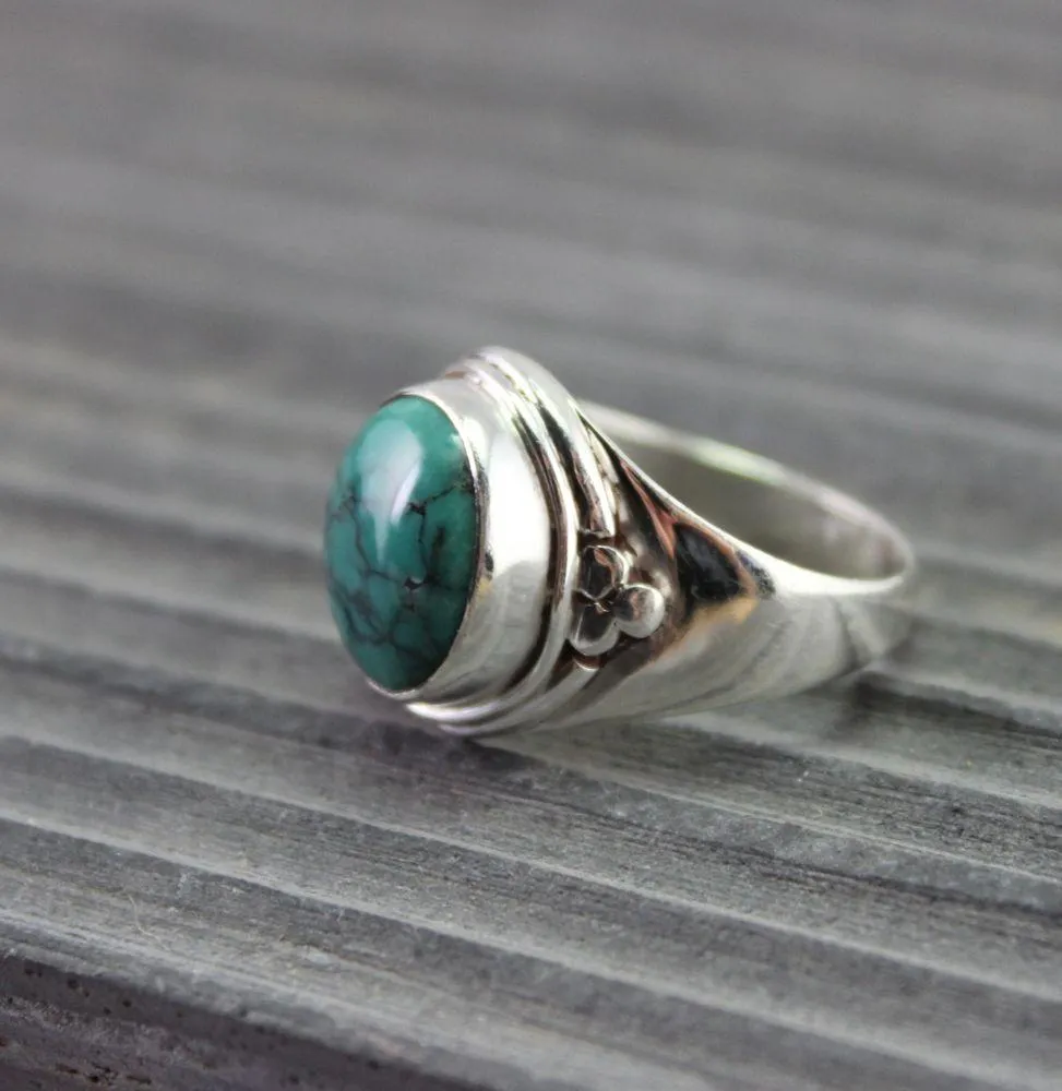 Sleek Turquoise Stone and Silver Ring