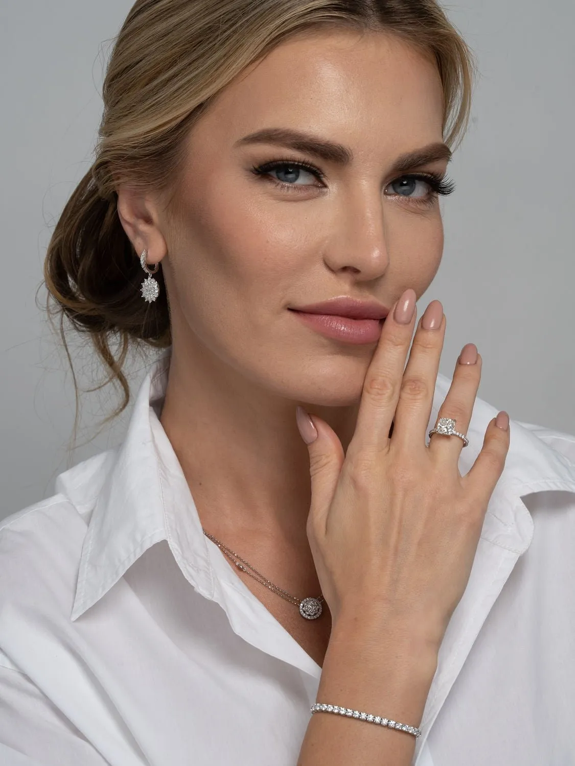 Snowflake Cluster Diamond Drop Earrings, 2.39 CT