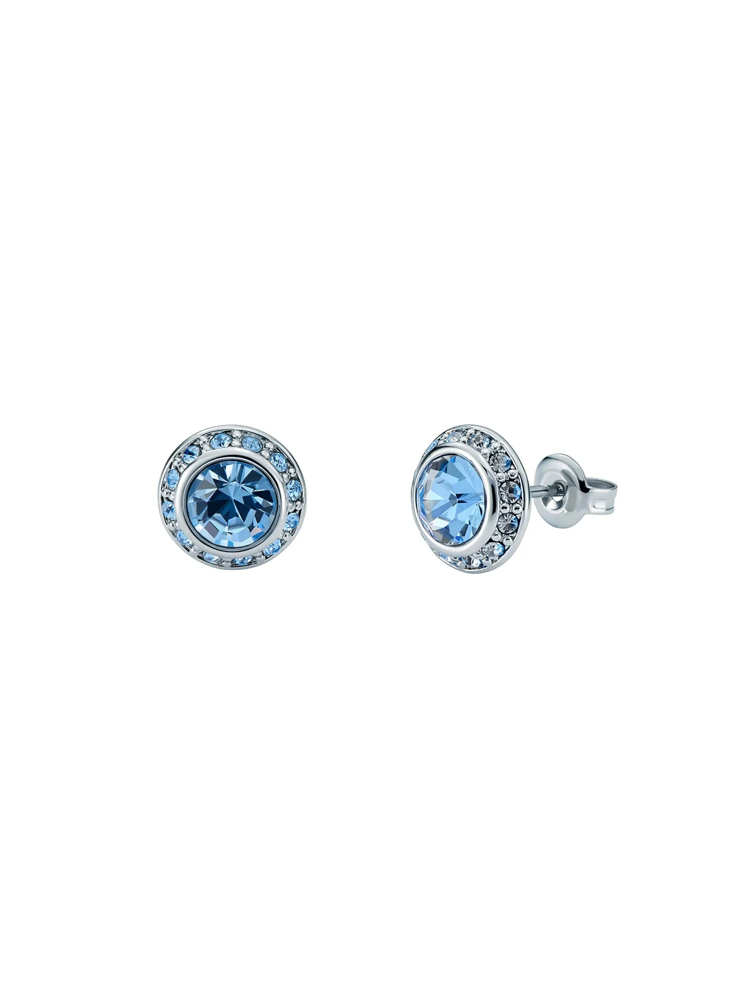Soletia Solitaire Sparkle Crystal Stud Earrings Lt-Blue-Silver