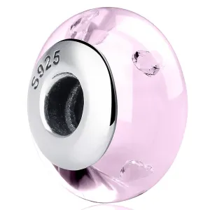 Solid 925 Sterling Silver Light Pink Bubbles Inclusion Murano Glass Charm