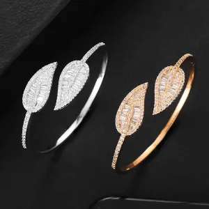 Sparkling Leaf Inspired Adjustable Bangle Ring, Bracelet or Necklace Sets