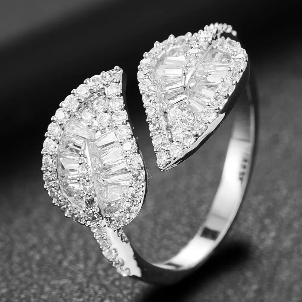 Sparkling Leaf Inspired Adjustable Bangle Ring, Bracelet or Necklace Sets