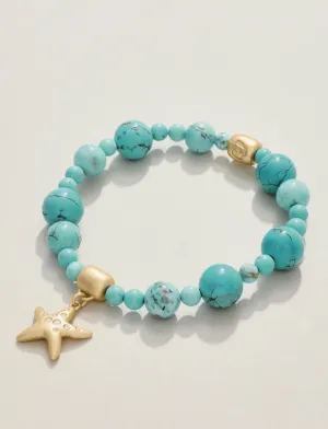 Spartina Charmed Stretch Bracelet 10mm Turquoise/Starfish