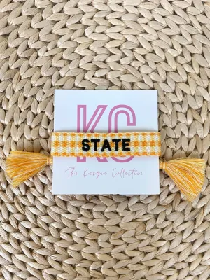 STATE gingham tassel bracelet orange