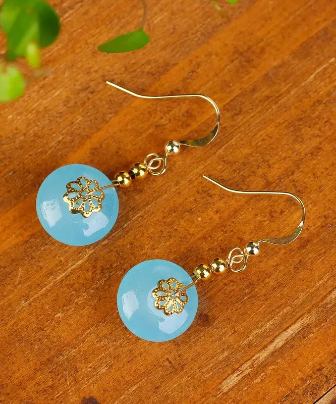 Sterling Silver 14K Gold Chalcedony Drop Earrings