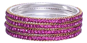 Sukriti Indian Party wear Ethnic Magenta Brass Bangles for Women - Set of 4