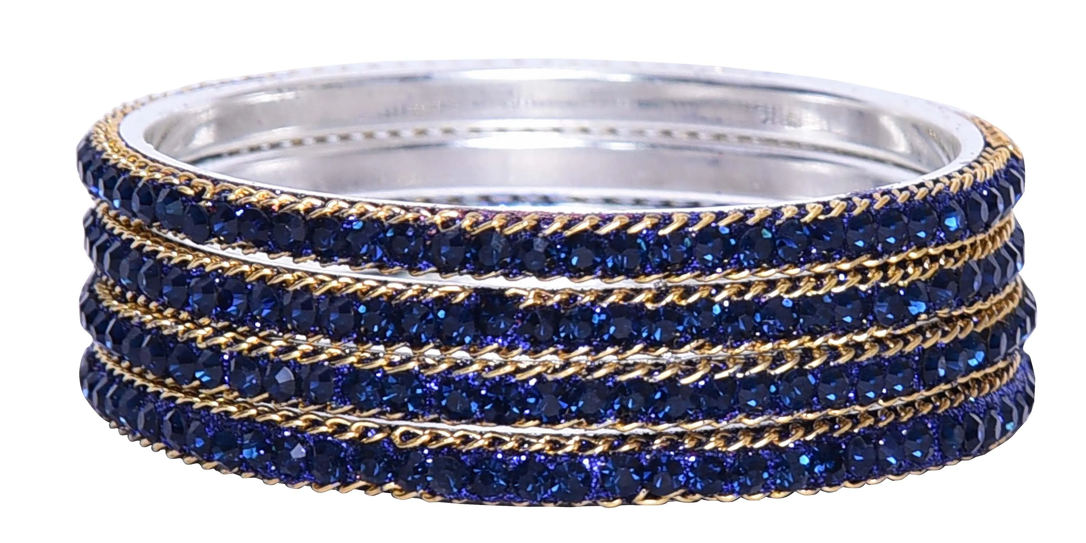 Sukriti Indian Party wear Ethnic Navy Blue Brass Bangles for Women - Set of 4