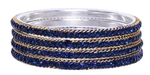Sukriti Indian Party wear Ethnic Navy Blue Brass Bangles for Women - Set of 4