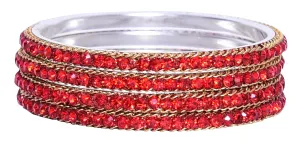 Sukriti Indian Party wear Ethnic Red Brass Bangles for Women - Set of 4