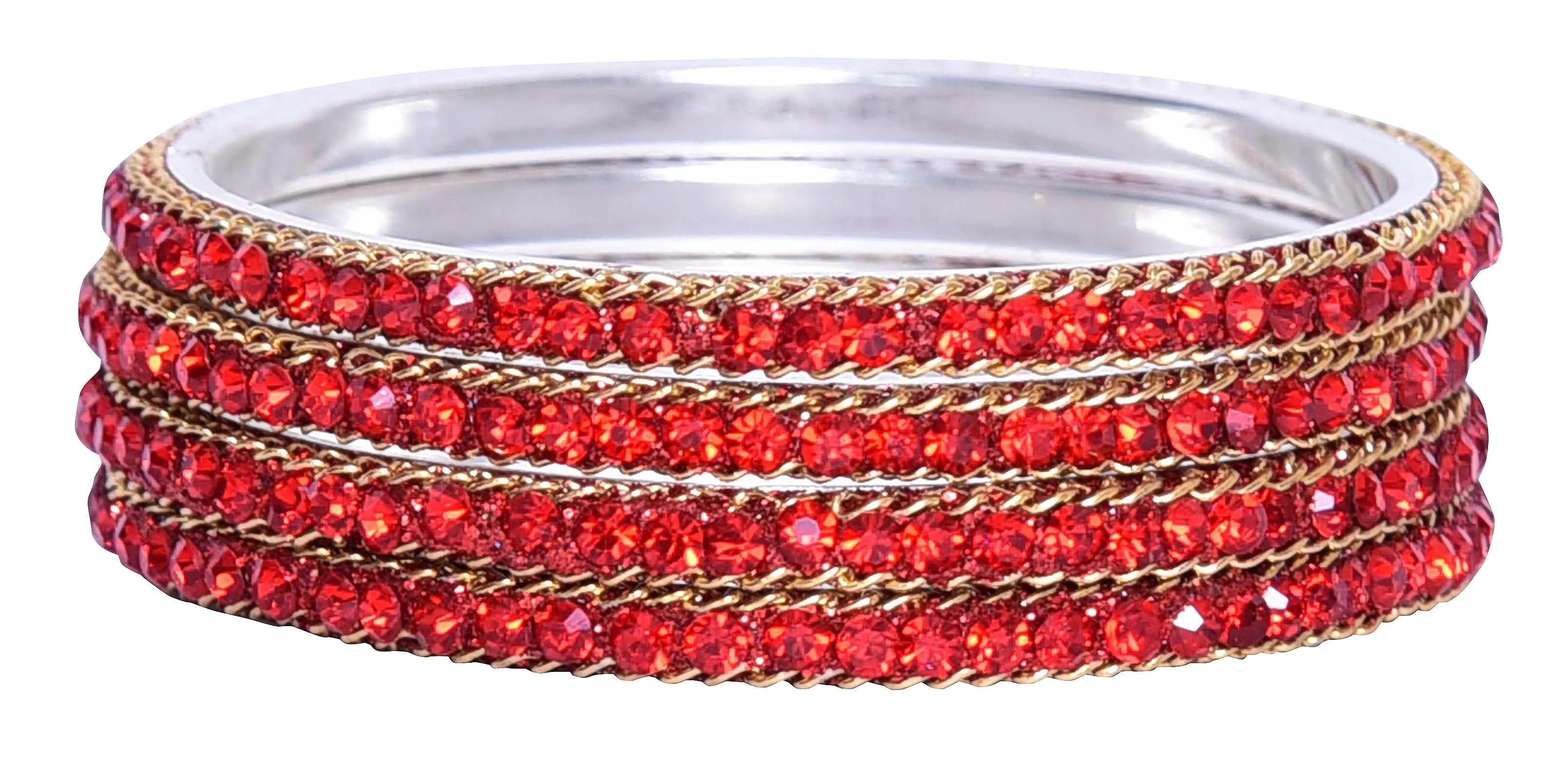 Sukriti Indian Party wear Ethnic Red Brass Bangles for Women - Set of 4