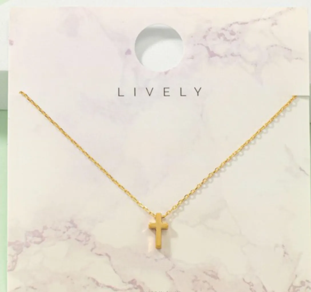 Tiny Cross Necklace: Gold