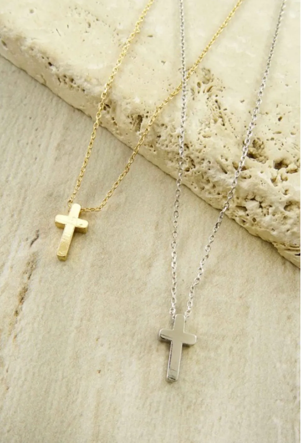 Tiny Cross Necklace: Gold