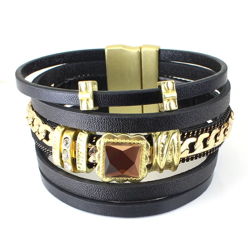 Top Quality Statement Handmade Multilayer Chain Metal Line Bracelets Bangles For Women