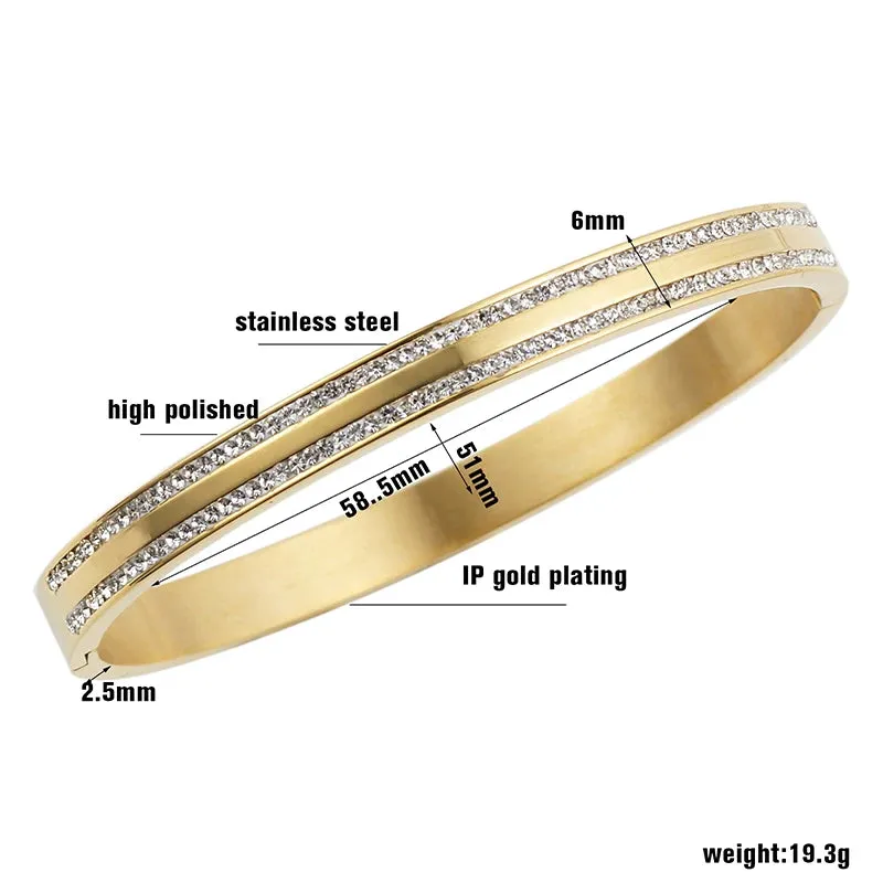 Trendy Cuff Bangle Bracelet Cubic Zirconia Luxury Jewelry