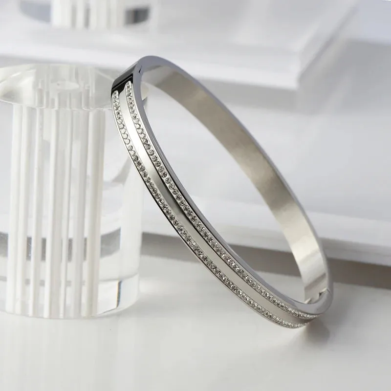 Trendy Cuff Bangle Bracelet Cubic Zirconia Luxury Jewelry