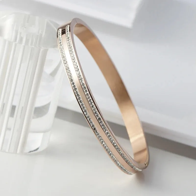 Trendy Cuff Bangle Bracelet Cubic Zirconia Luxury Jewelry