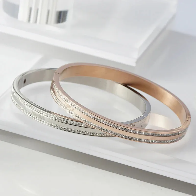 Trendy Cuff Bangle Bracelet Cubic Zirconia Luxury Jewelry