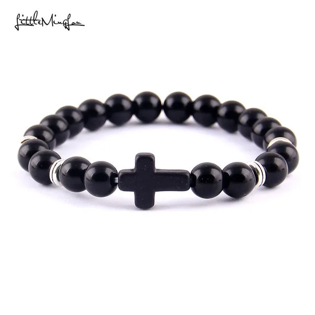 Trendy Jesus cross charm men's bracelet