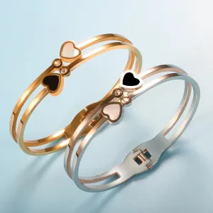Trendy Lover Heart Crystal Hollow Bangles