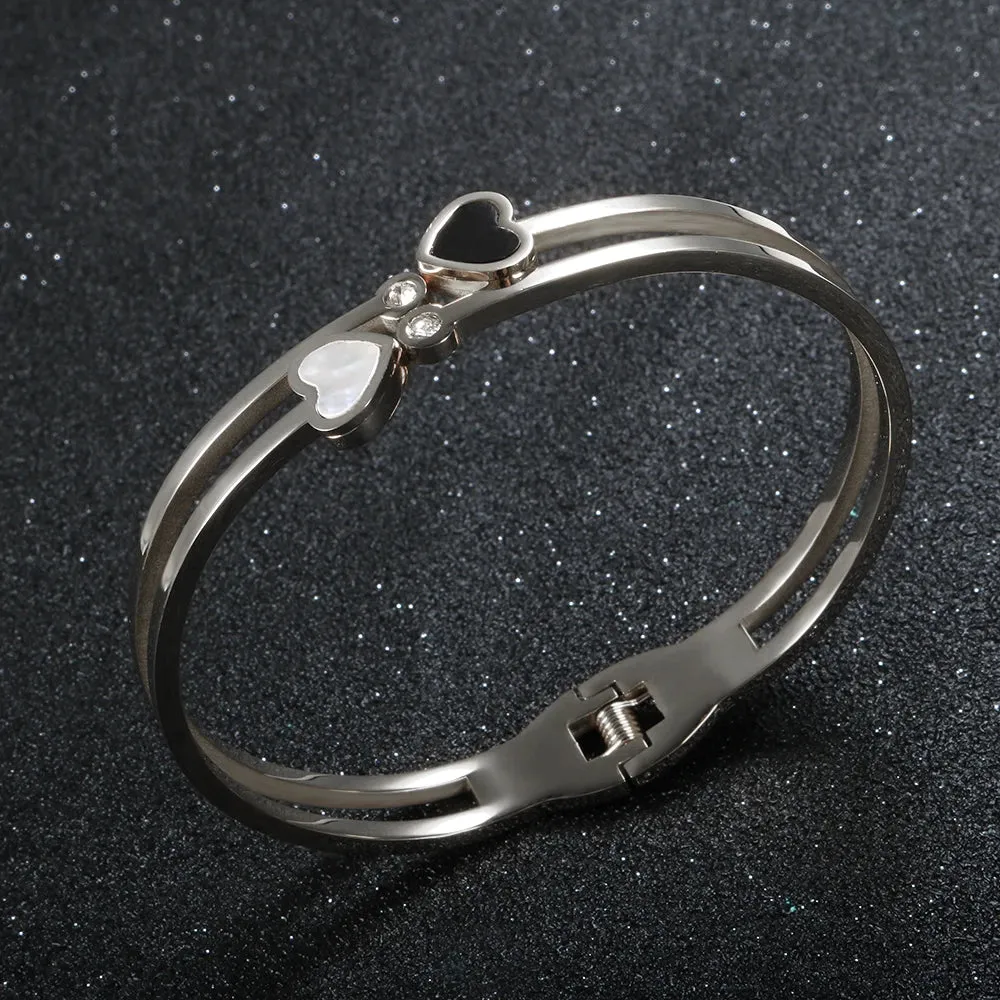 Trendy Lover Heart Crystal Hollow Bangles