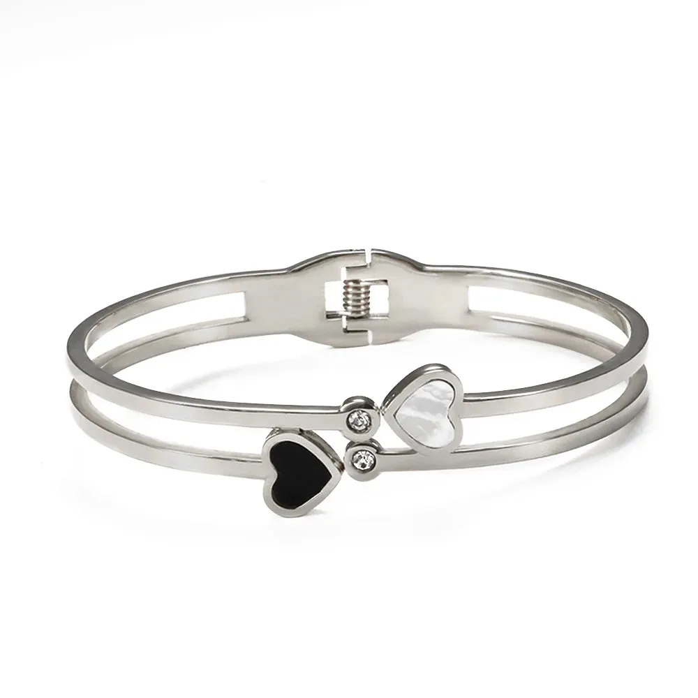 Trendy Lover Heart Crystal Hollow Bangles