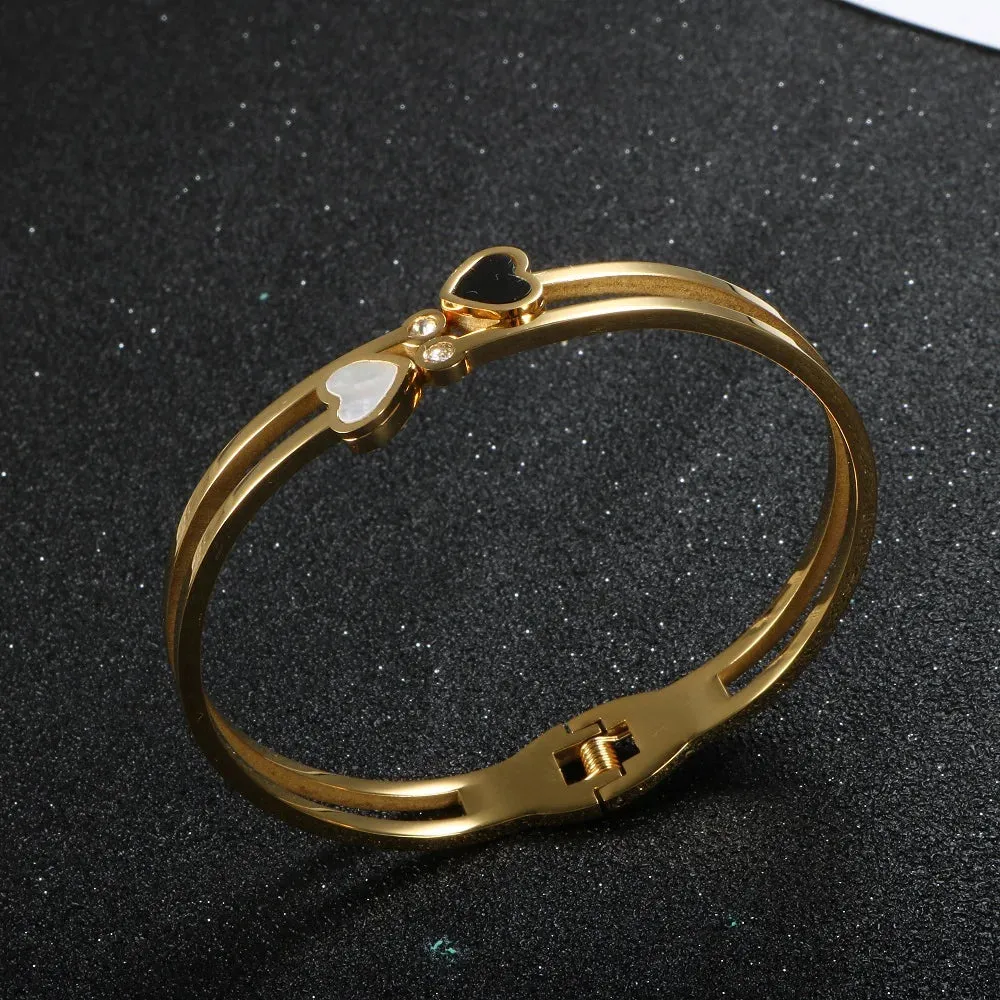 Trendy Lover Heart Crystal Hollow Bangles