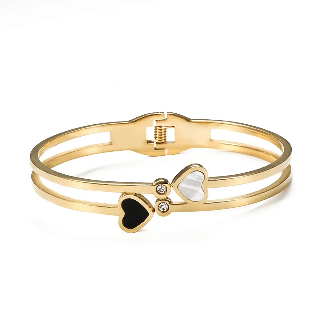 Trendy Lover Heart Crystal Hollow Bangles