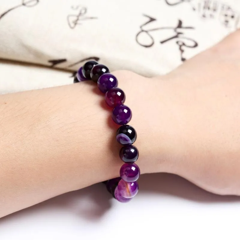 Trendy Natural Stone Love Purple Bead Bracelet