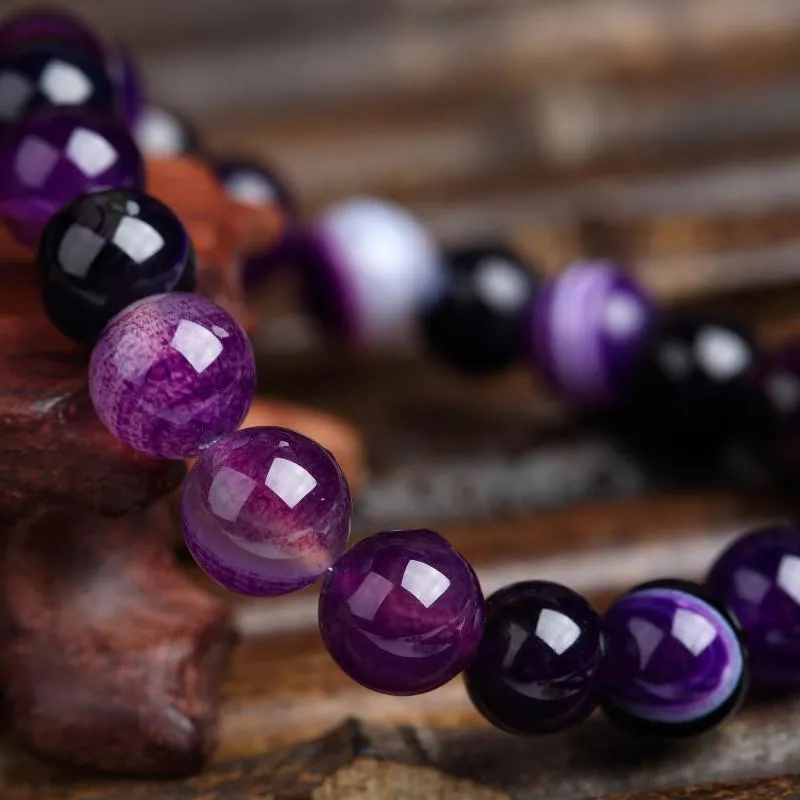 Trendy Natural Stone Love Purple Bead Bracelet