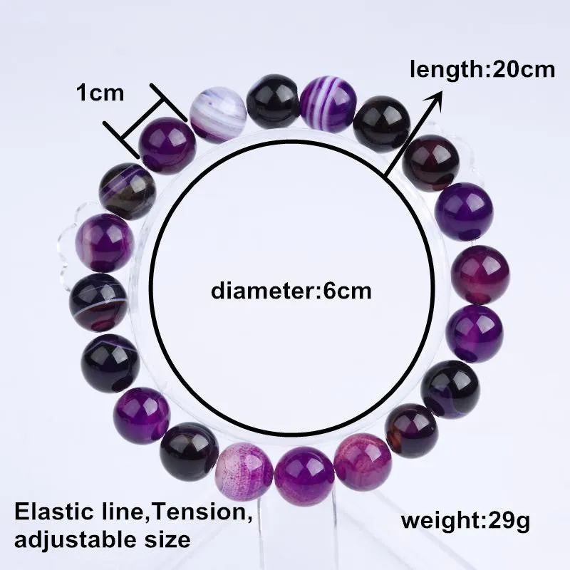 Trendy Natural Stone Love Purple Bead Bracelet