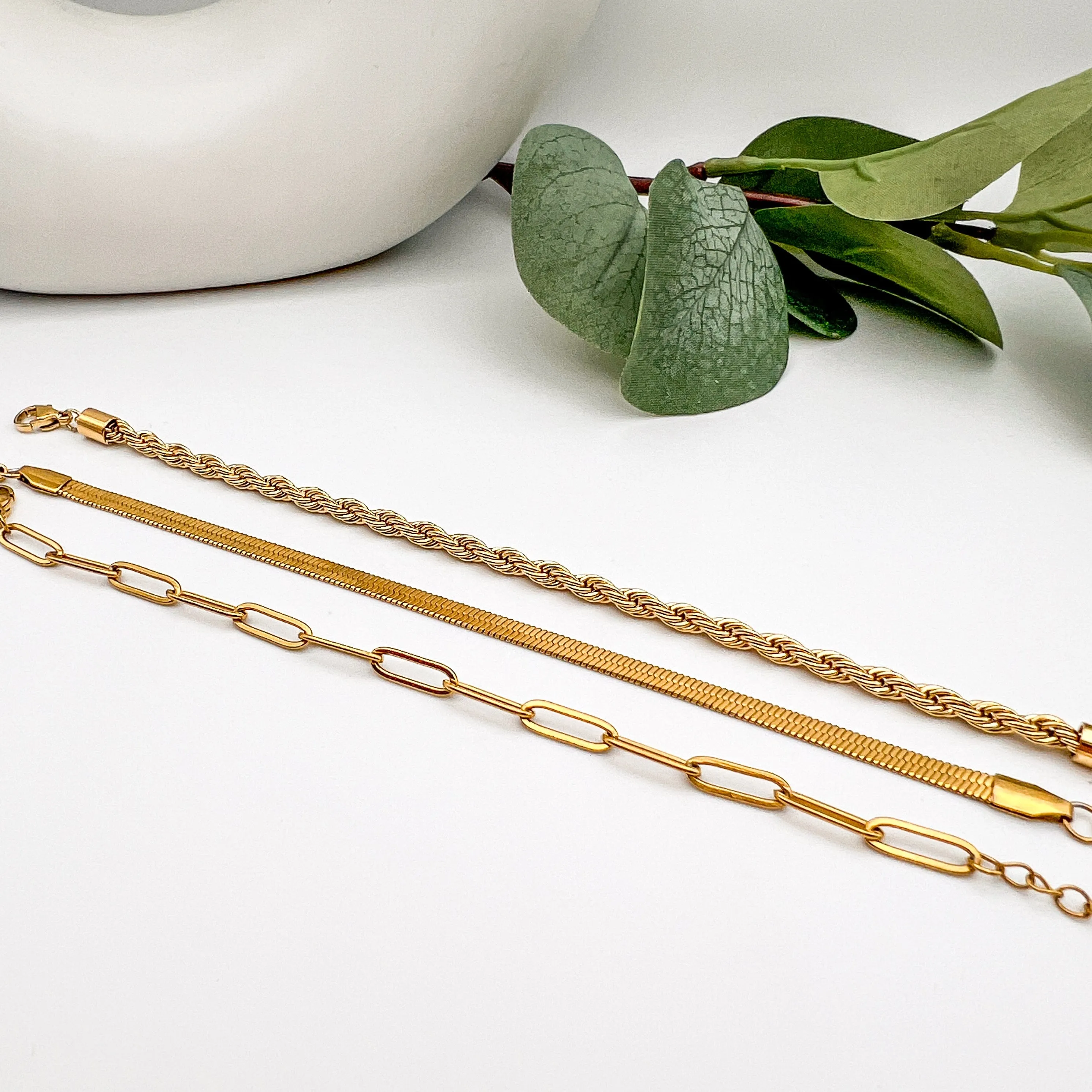 Trio Gold Bracelet Stack- Waterproof