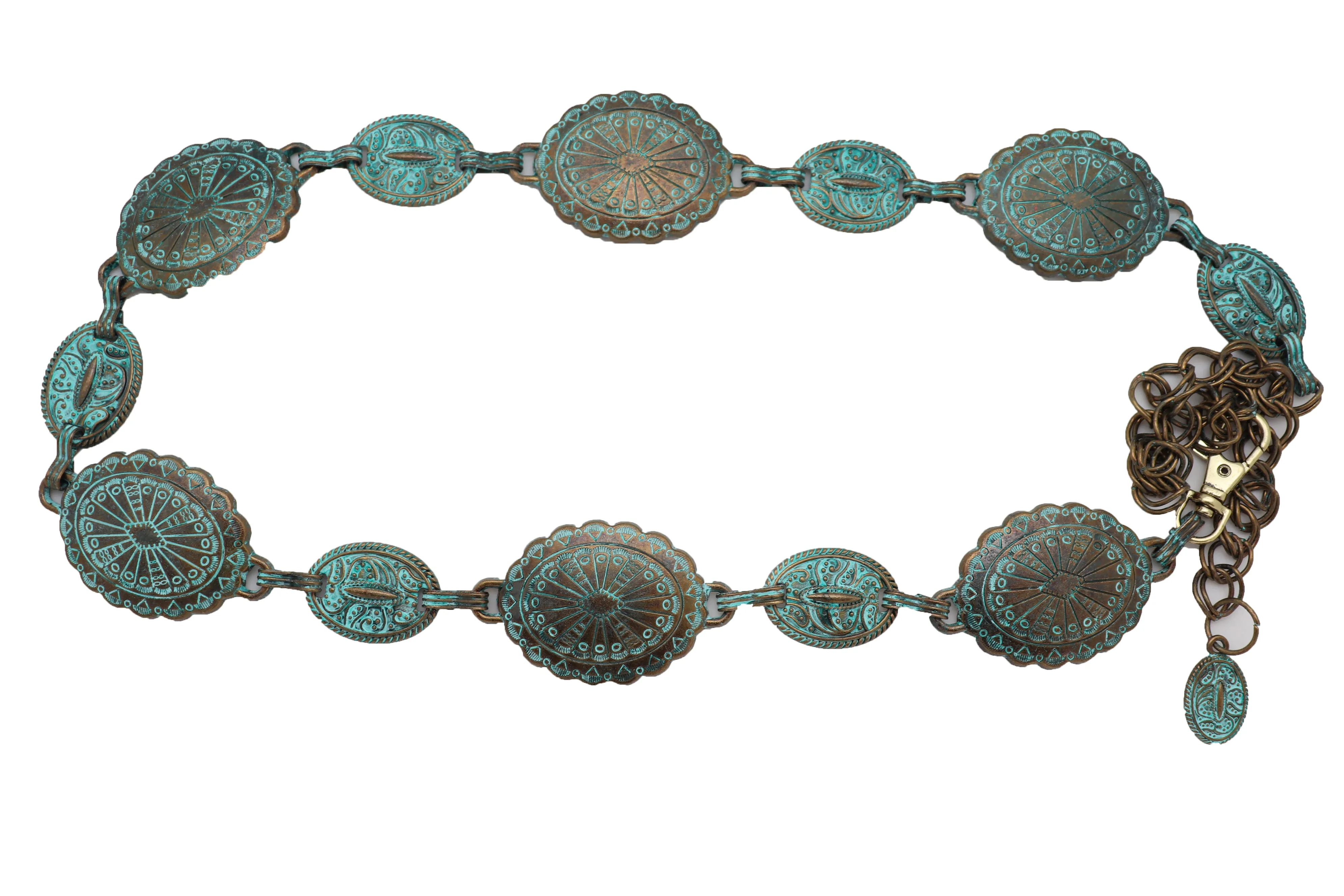Turquoise Bohemian Antique Metal Chain Belt