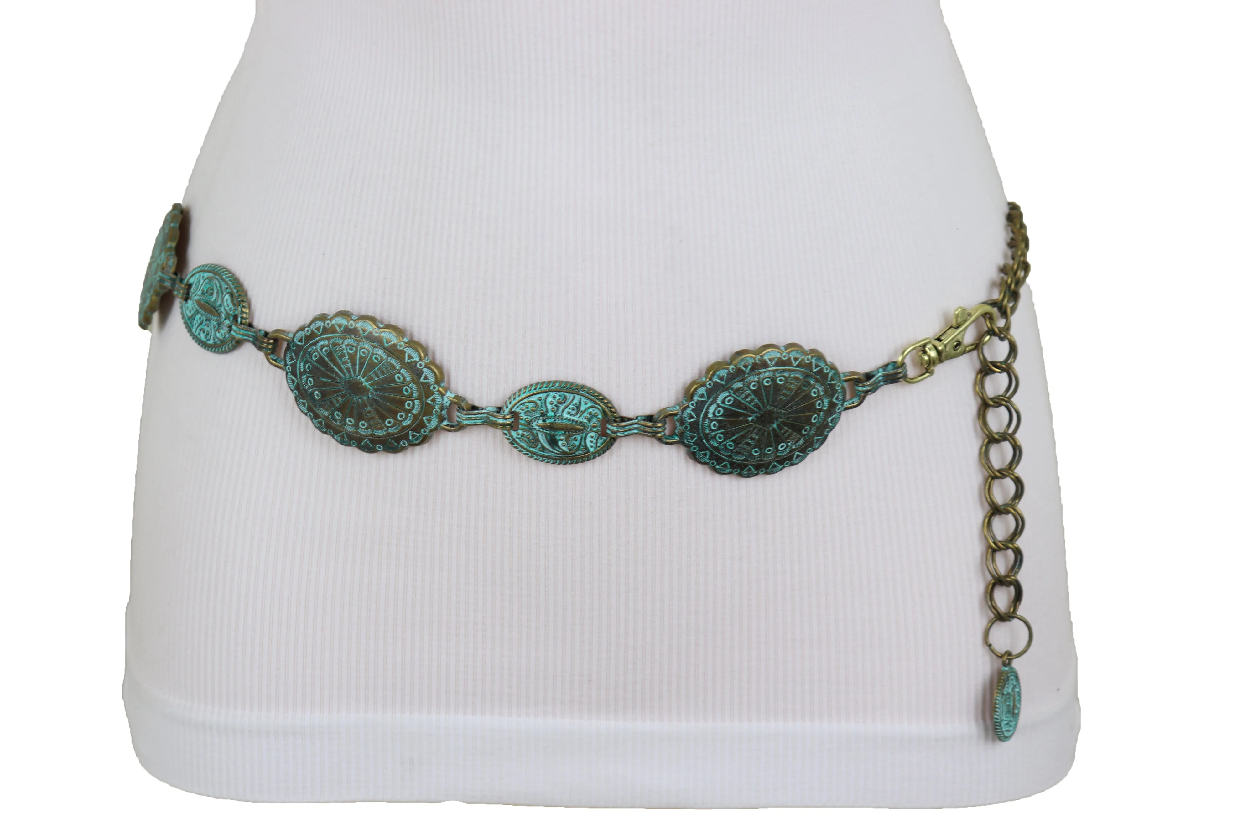 Turquoise Bohemian Antique Metal Chain Belt