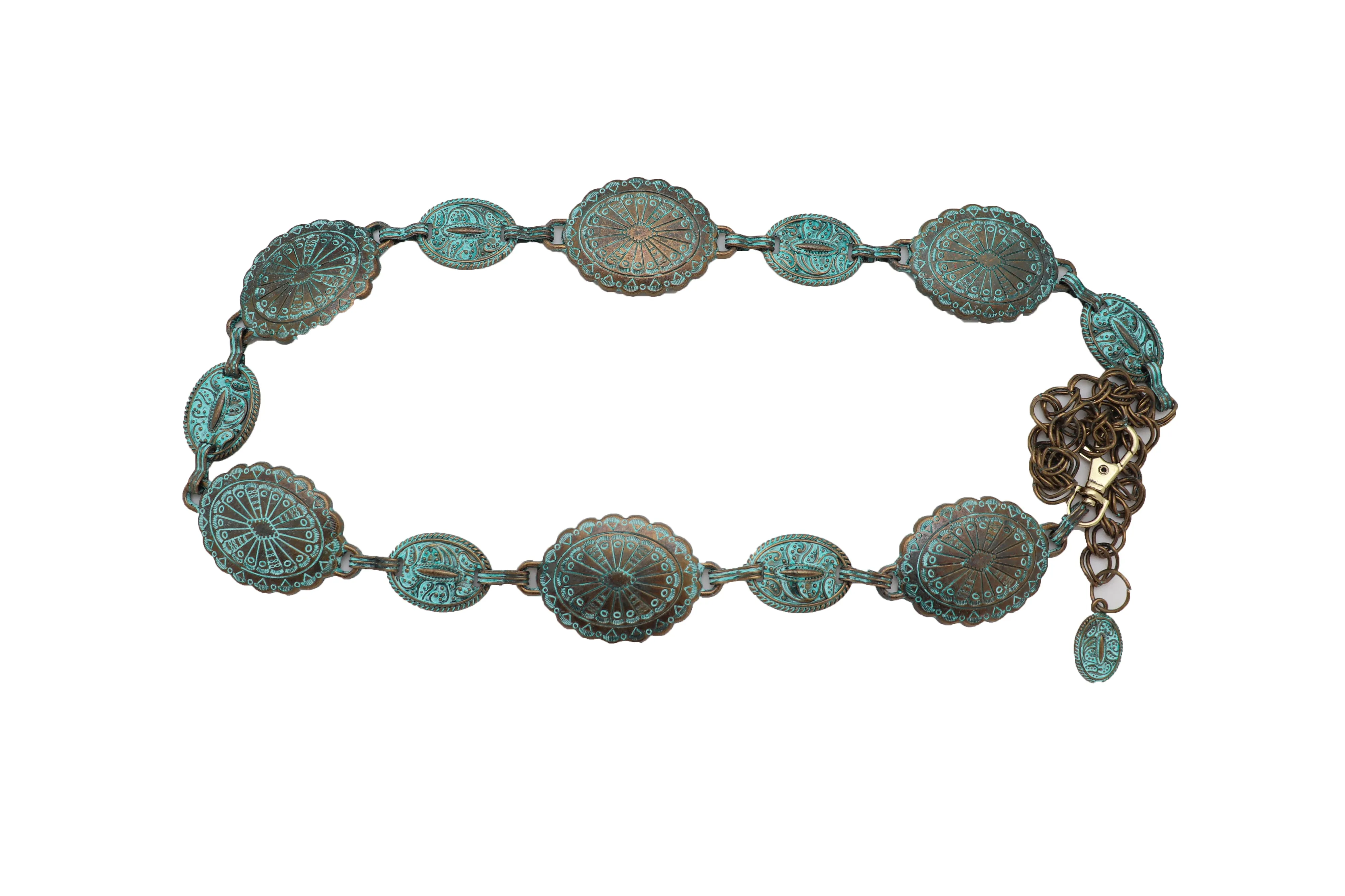 Turquoise Bohemian Antique Metal Chain Belt