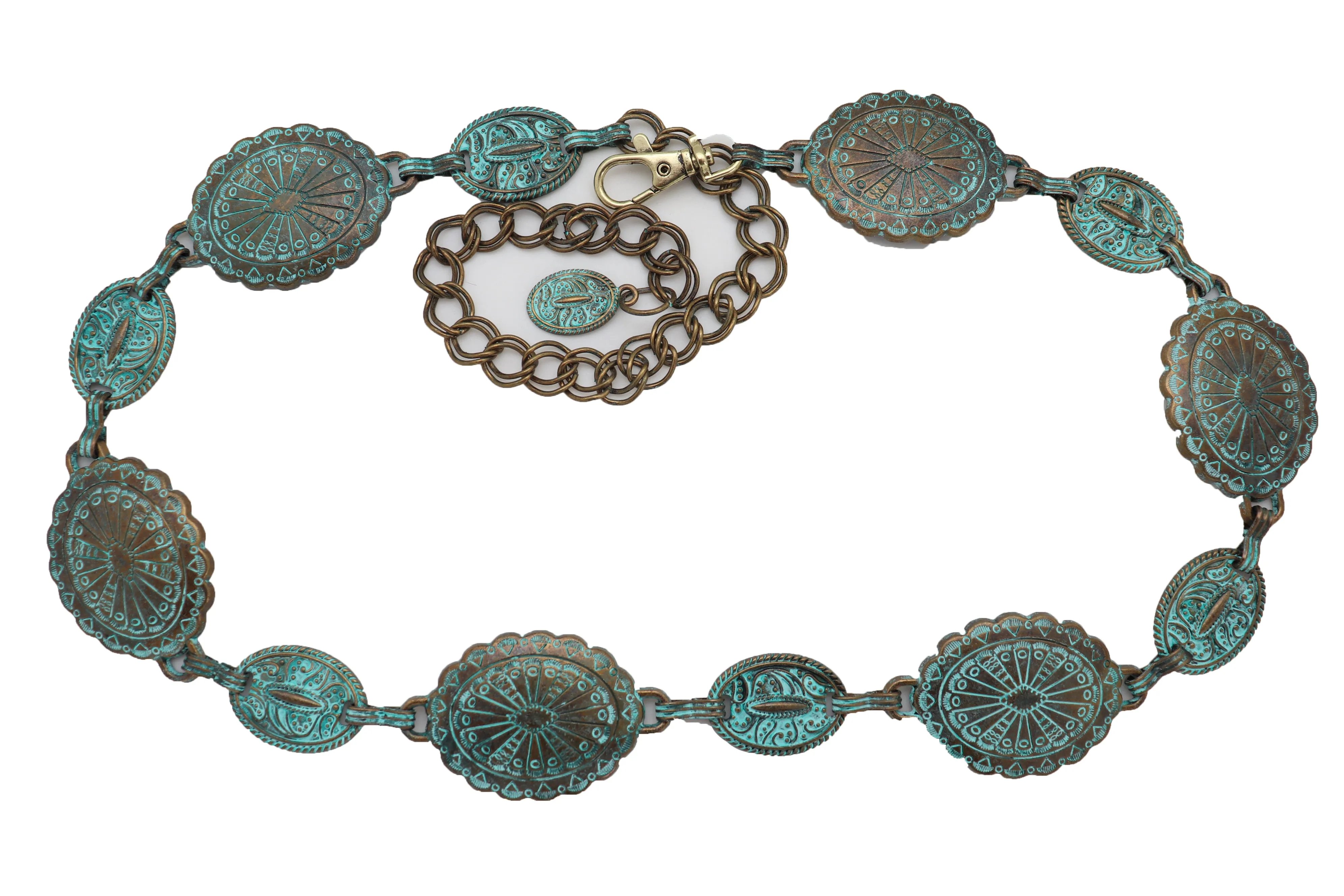 Turquoise Bohemian Antique Metal Chain Belt