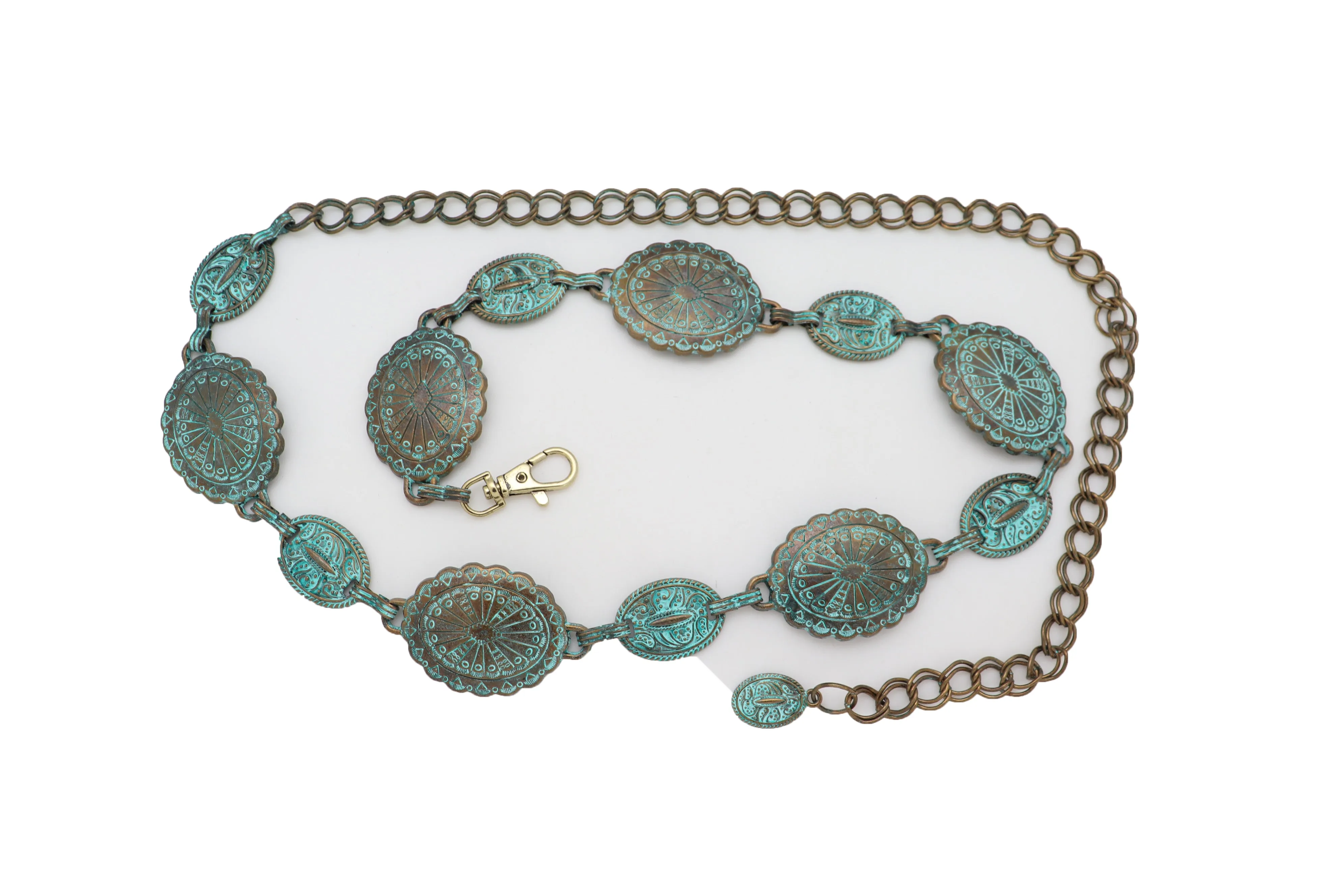 Turquoise Bohemian Antique Metal Chain Belt
