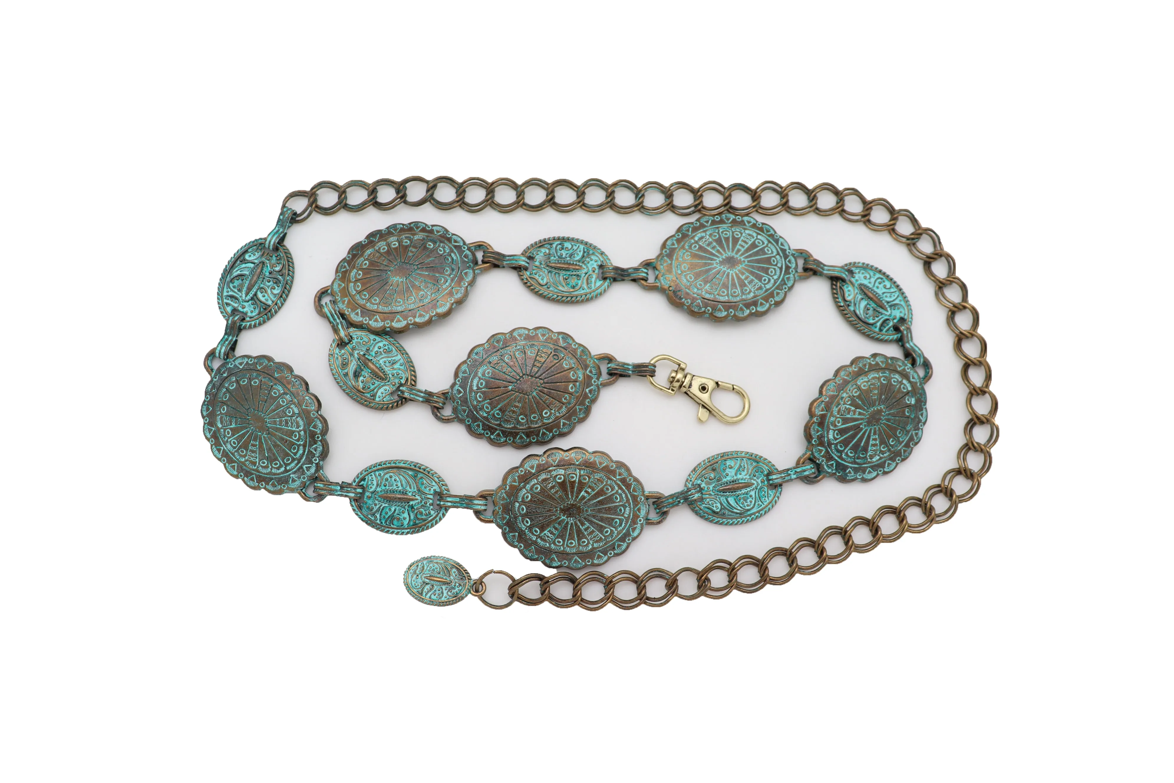 Turquoise Bohemian Antique Metal Chain Belt