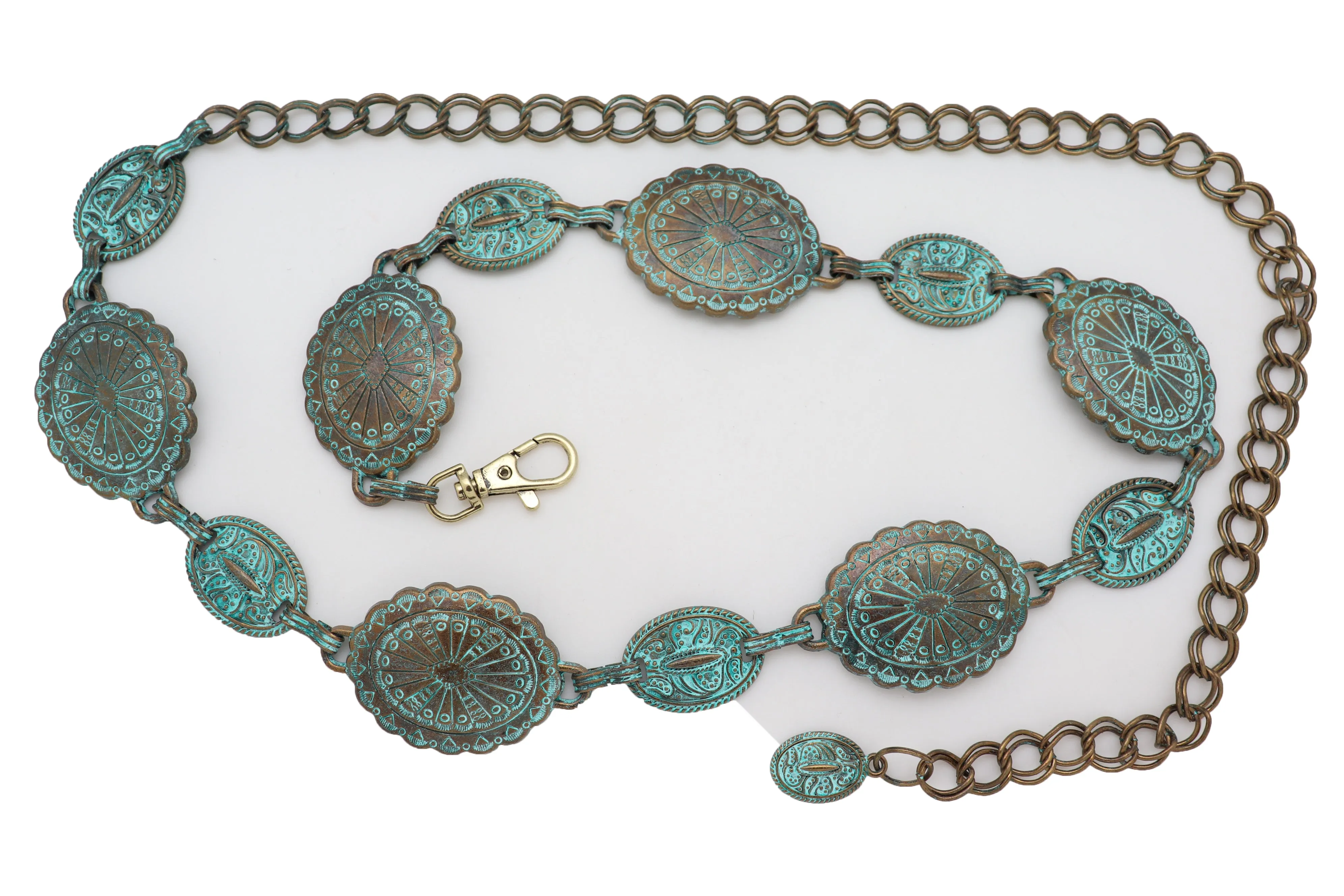 Turquoise Bohemian Antique Metal Chain Belt
