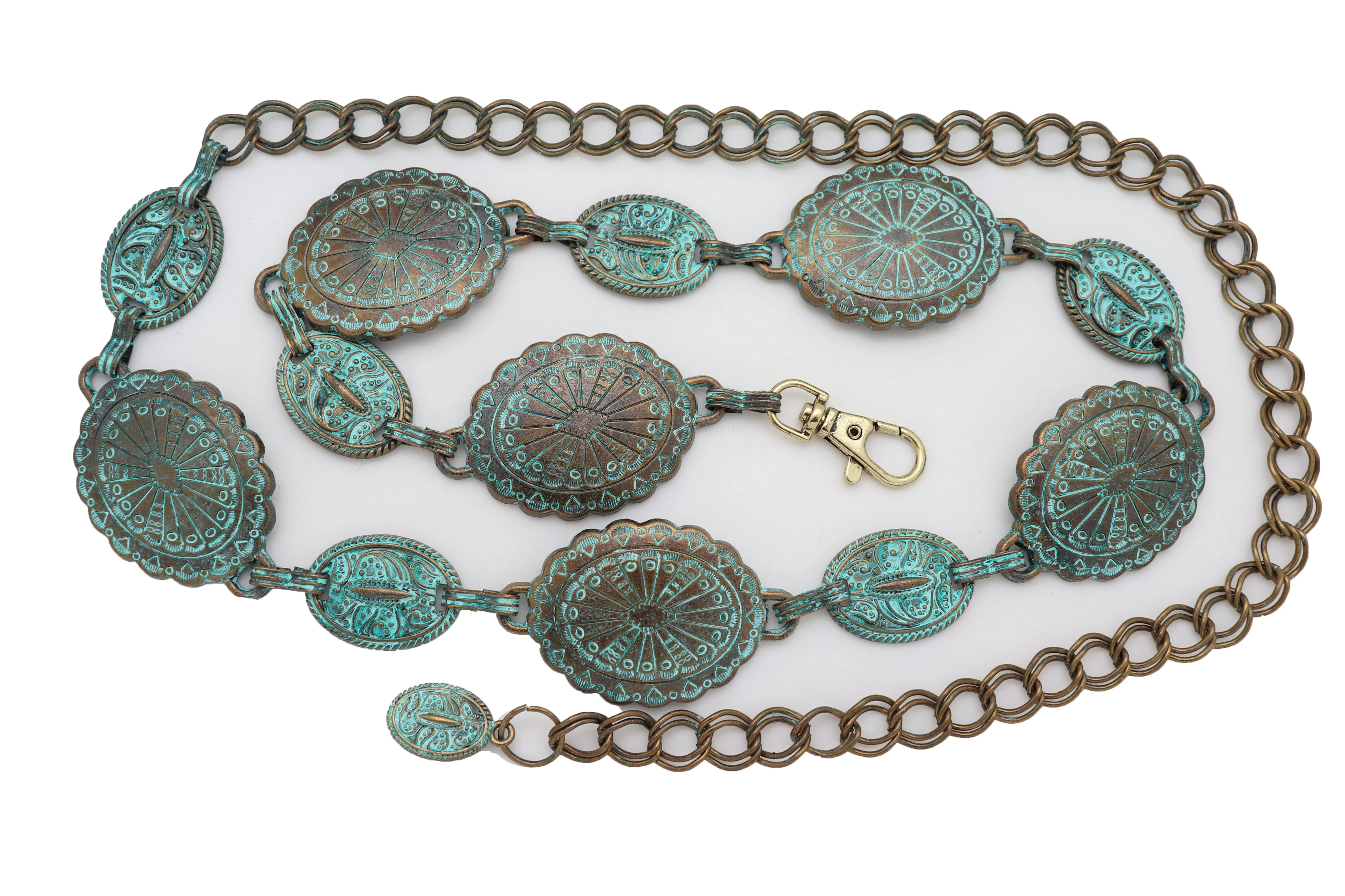 Turquoise Bohemian Antique Metal Chain Belt