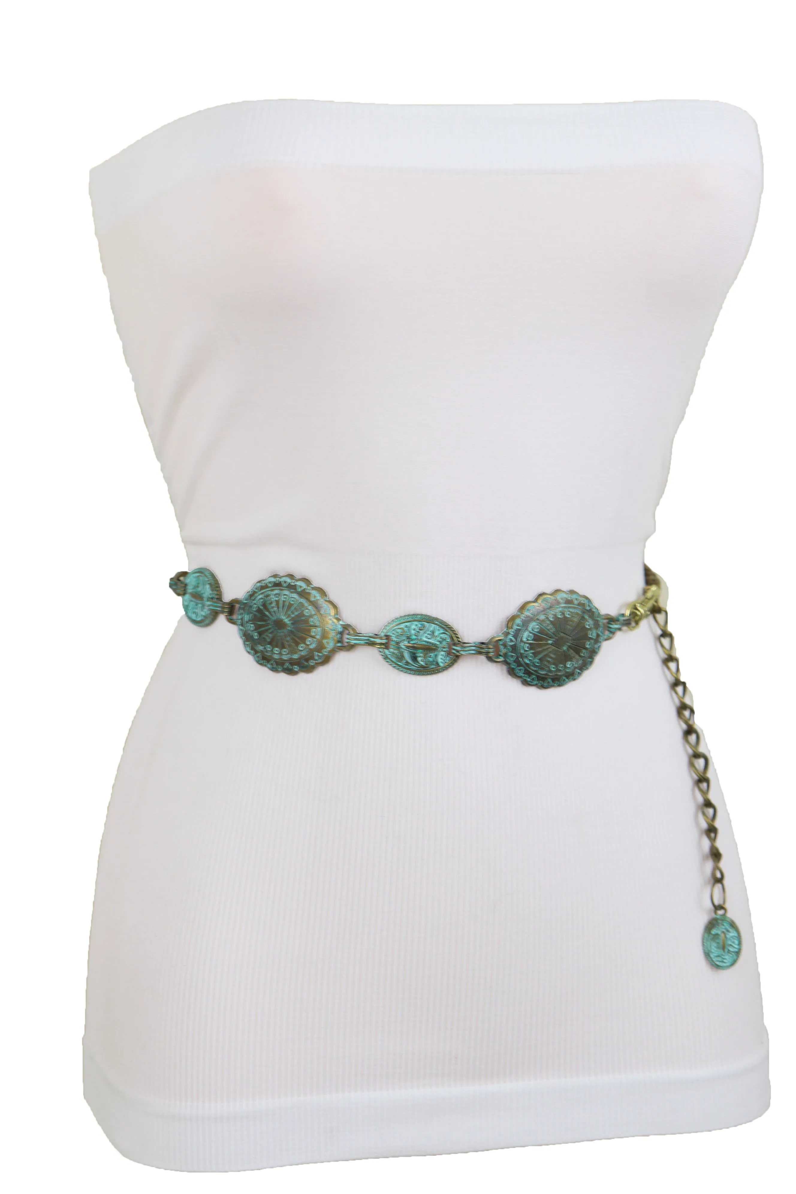 Turquoise Bohemian Antique Metal Chain Belt