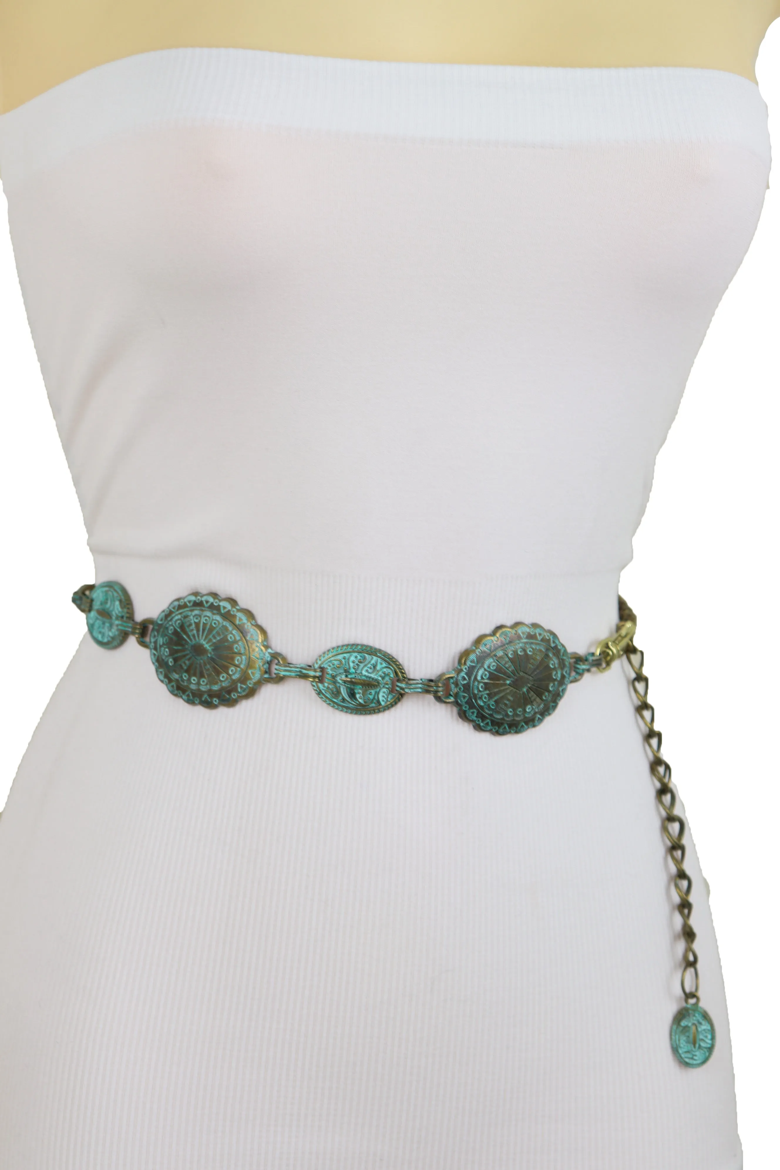 Turquoise Bohemian Antique Metal Chain Belt
